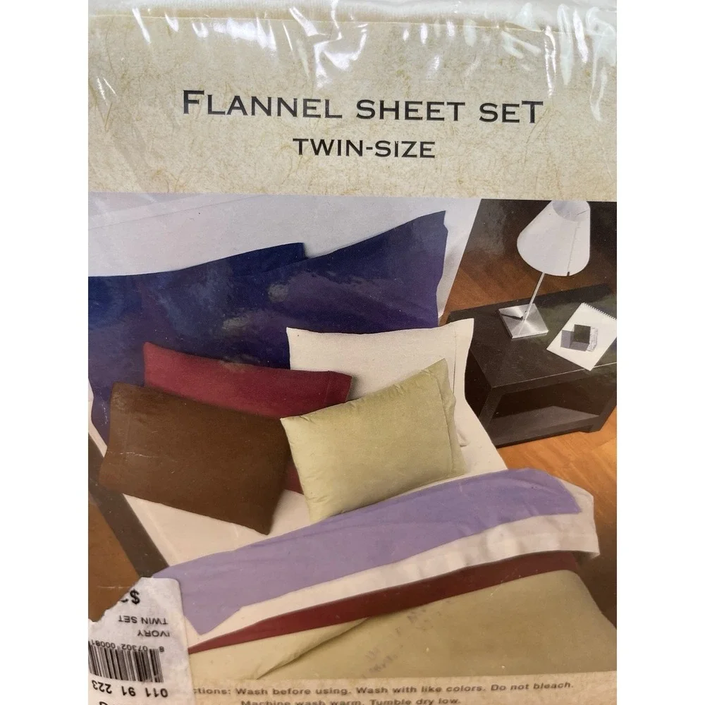 Sonoma Flannel Sheet Set in Ivory, Twin Size, 100% Cotton NEW in Package